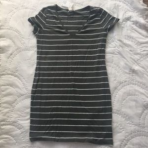 H&M green stripe dress NWT sz L